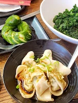 Sweet and Sour Cucumber Salad Chicken Wontons Kale
